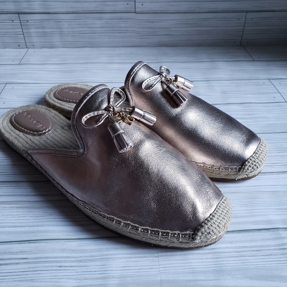 Coach Cassidy Espadrille Metallic Mule Slides - Picture 5 of 10